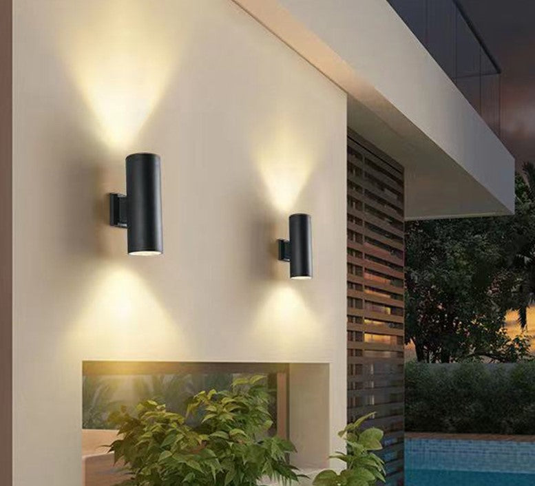 Aplique de Pared Exterior - Diseño Cilíndrico Moderno - Casquillo 2xGU10 - IP54 Negro