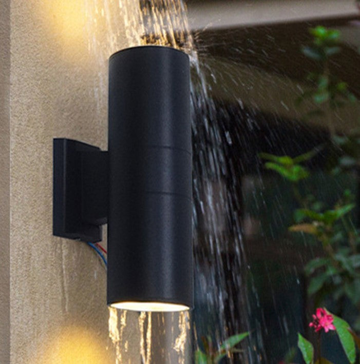 Aplique de Pared Exterior - Diseño Cilíndrico Moderno - Casquillo 2xGU10 - IP54 Negro
