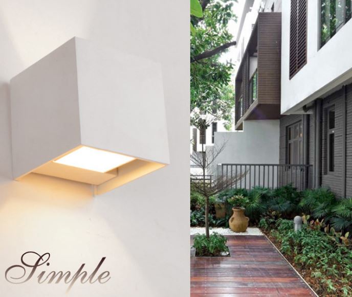 Aplique de Pared LED Cubo 6W - Diseño Moderno Cuadrado - IP54 Exterior - Luz Cálida 3000K