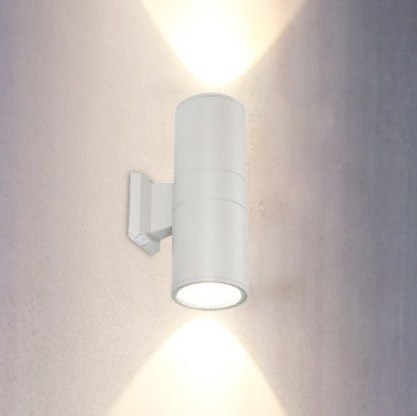 Aplique de Pared Exterior - Diseño Cilíndrico Moderno - Casquillo 2xGU10 - IP54 Blanco