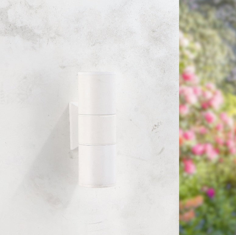 Aplique de Pared Exterior - Diseño Cilíndrico Moderno - Casquillo 2xGU10 - IP54 Blanco