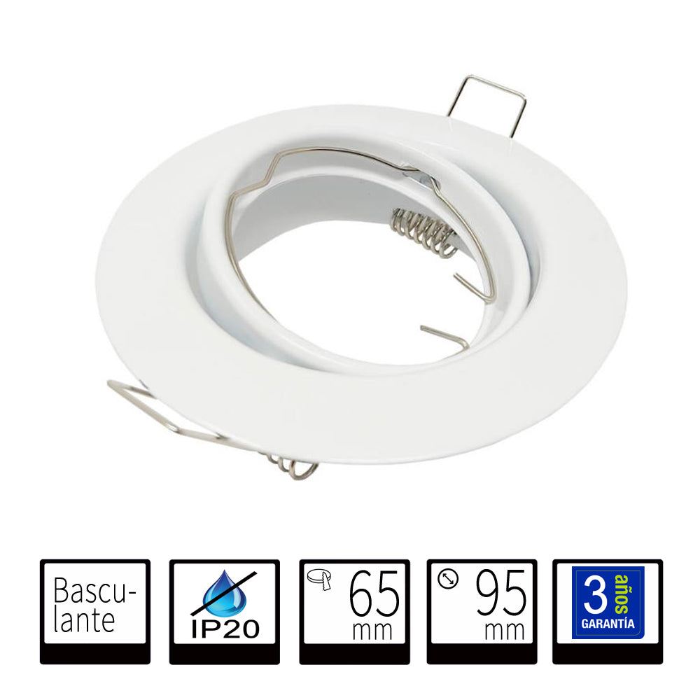 Aro Empotrable Redondo Basculante Blanco Para GU10 LY24-02