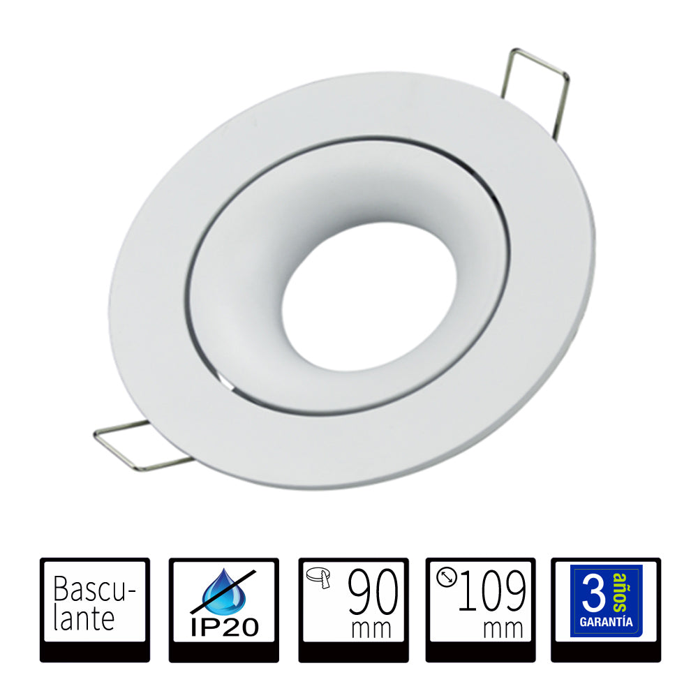 Aro Empotrable Redondo Basculante Blanco Para GU10 LY24-03