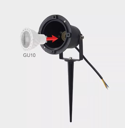 Foco de Jardín con Pincho para Bombilla GU10 - Impermeable IP54 - Ideal para Iluminación Exterior de Plantas, Caminos y Fachadas