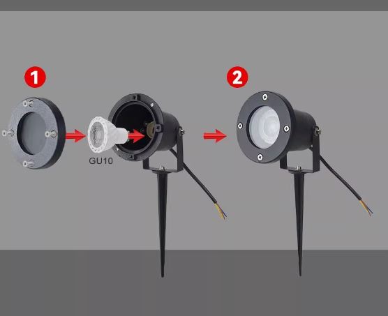 Foco de Jardín con Pincho para Bombilla GU10 - Impermeable IP54 - Ideal para Iluminación Exterior de Plantas, Caminos y Fachadas