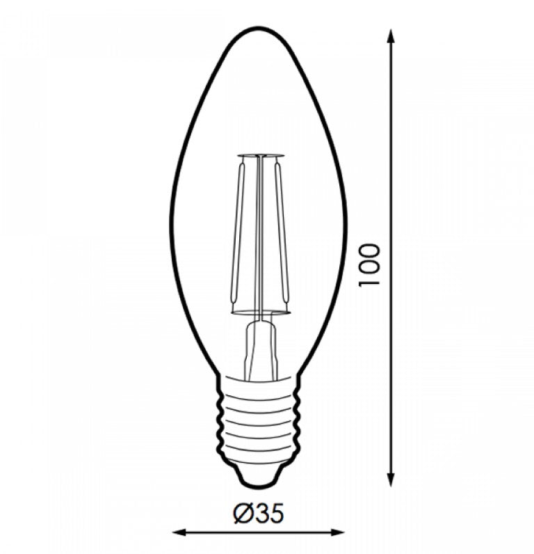 Bombilla de Filamento LED E14 C37 4W - Cristal Ámbar y Luz Vintage 2300K
