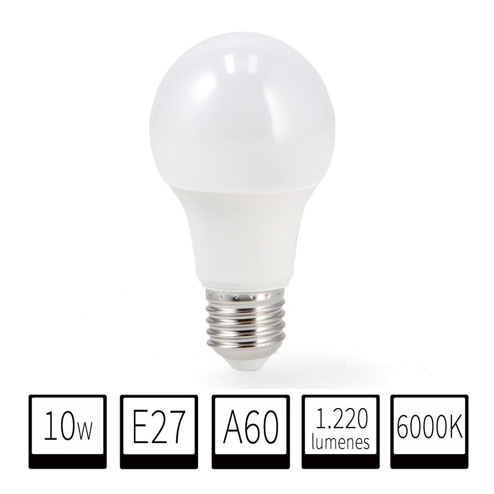 Bombilla LED E27 A60 10W 1220lm 6000K-Blanco Frio