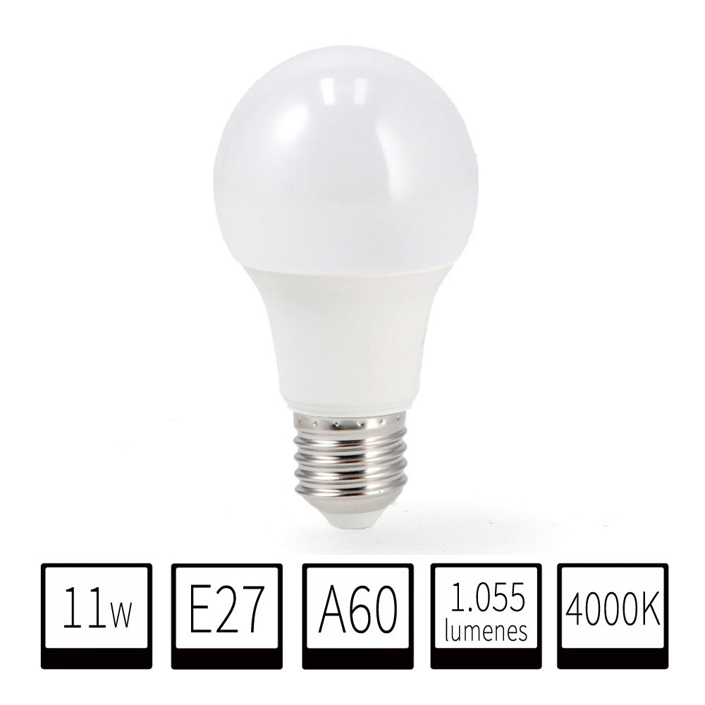 Bombilla LED E27 A60 11W 1055lm 4000K-Blanco Neutro