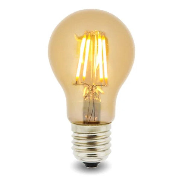 Bombilla de Filamento LED E27 A60 4W - Cristal Ámbar y Luz Vintage 2300K