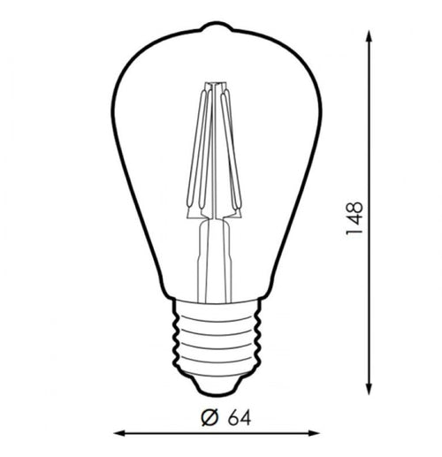 Bombilla LED 4W Filamento ST64 E27 Cristal Ámbar 2200K Blanco Extra Cálido