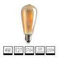 Bombilla LED 4W Filamento ST64 E27 Cristal Ámbar 2200K Blanco Extra Cálido