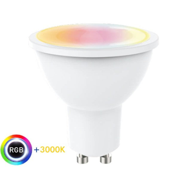 Bombilla LED GU10 8W RGB + CCT (3000K) - Iluminación a tu Medida con Mando a Distancia