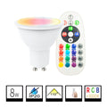 Bombilla LED GU10 8W RGB + CCT (3000K) - Iluminación a tu Medida con Mando a Distancia