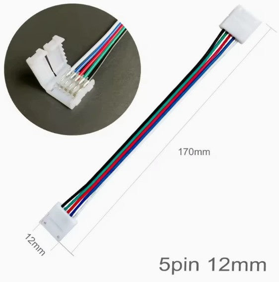 Cable Conector para Tira LED 12mm RGB+W Sin Soldadura 12v-24v IP20