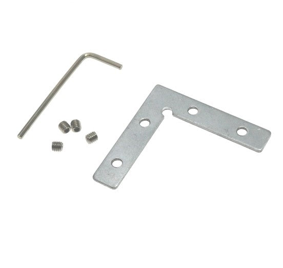 Conector Plano en L Horizontal para Perfil de Aluminio con riel/guía trasera (Esquina 90°)