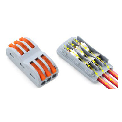 Bornas de Conexión Rápida Pasante (3x3) - Ideal para Prolongar Cables