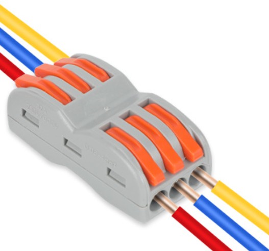 Bornas de Conexión Rápida Pasante (3x3) - Ideal para Prolongar Cables