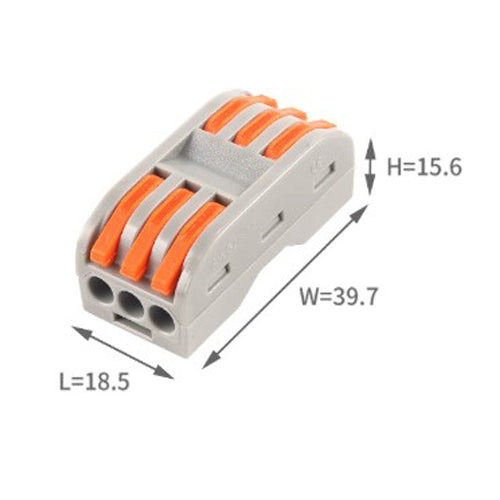 Bornas de Conexión Rápida Pasante (3x3) - Ideal para Prolongar Cables