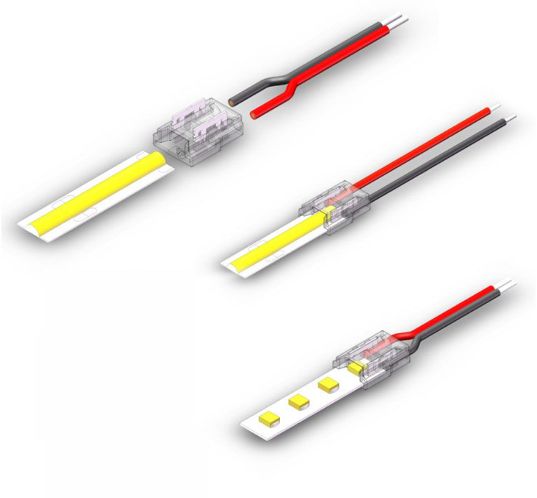 Conector Intermedio Recto Transparente para Tira LED 8mm - Sin Soldadura IP20