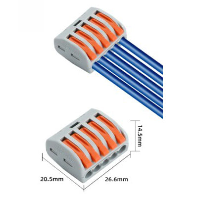Conector Rápida con Palanca para 5 Conductores - Hasta 4mm²