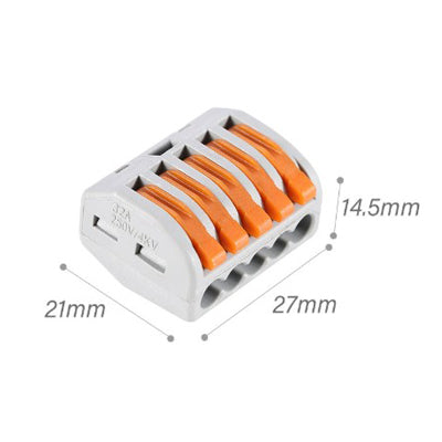 Conector Rápida con Palanca para 5 Conductores - Hasta 4mm²