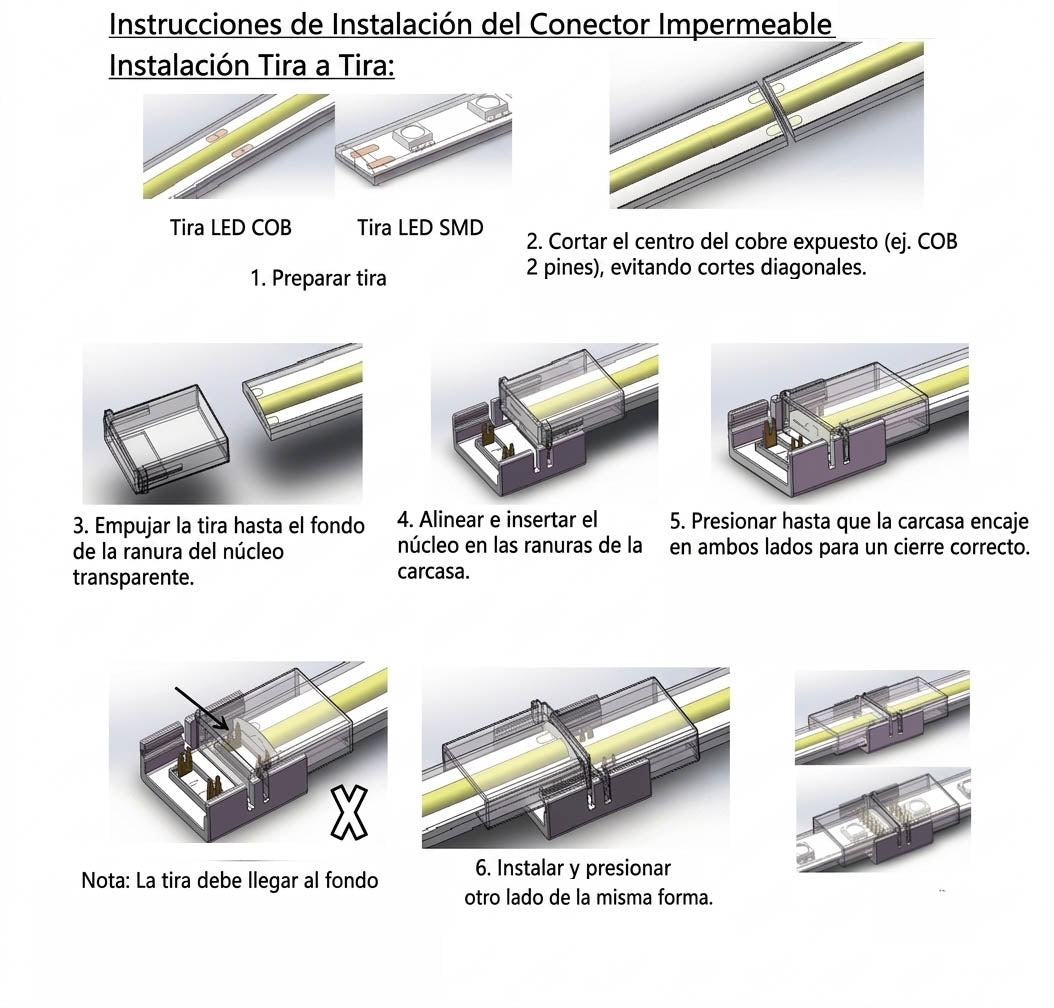 Conector de Empalme Rápido para Tiras LED Monocolor PCB 8mm 2 Pines