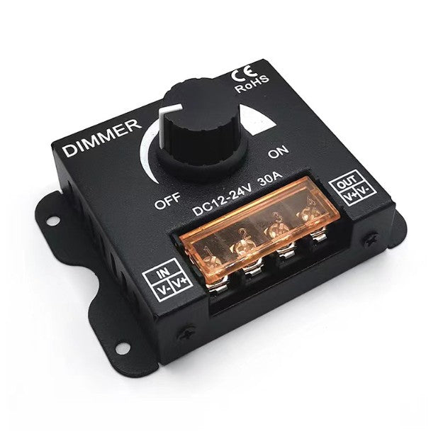 Regulador Dimmer 30A Monocolor 12V/24V Ajuste de Brillo Preciso y Personalizable para Tira LED