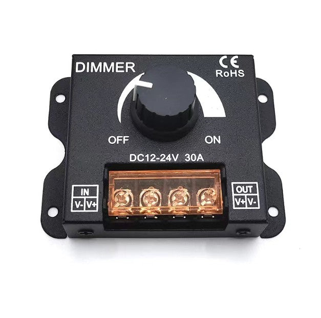 Regulador Dimmer 30A Monocolor 12V/24V Ajuste de Brillo Preciso y Personalizable para Tira LED