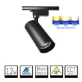 Foco LED Carril Monofasico 12W Negro Con CCT Seleccionable (3000K-4000K-6000K)