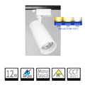 Foco LED Carril Monofasico 12W Blanco Con CCT Seleccionable (3000K-4000K-6000K)