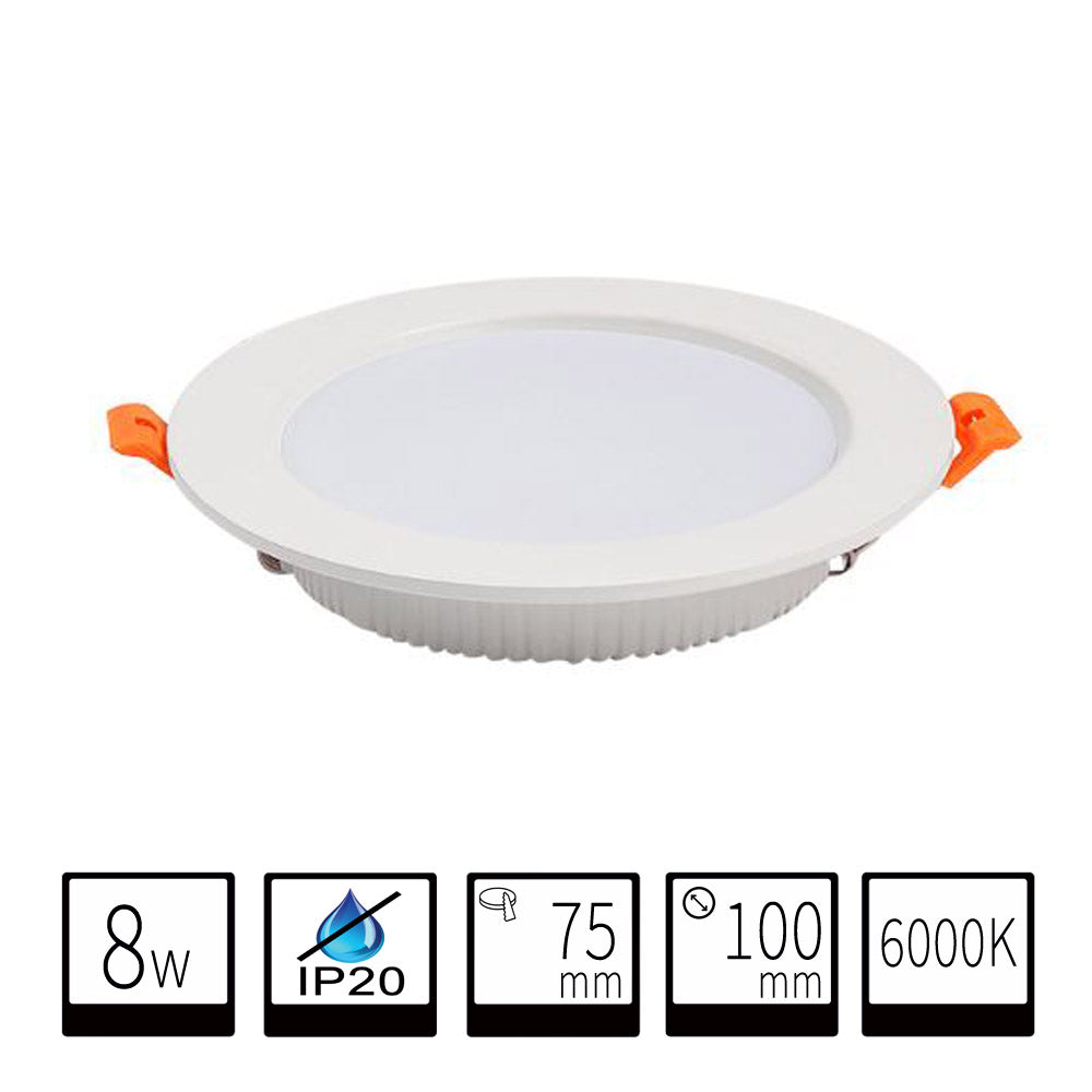 Foco LED 8W Redondo Empotrable 6000K Blanco Frío - Diseño Extraplano con Difusor Opal
