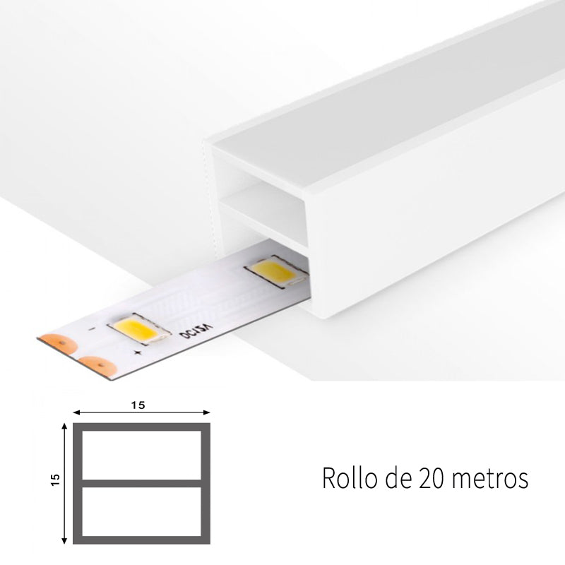 Funda de Silicona Flexible Cube 15x15 mm IP67 - Bobina de 20 Metros (Efecto Neón LED)