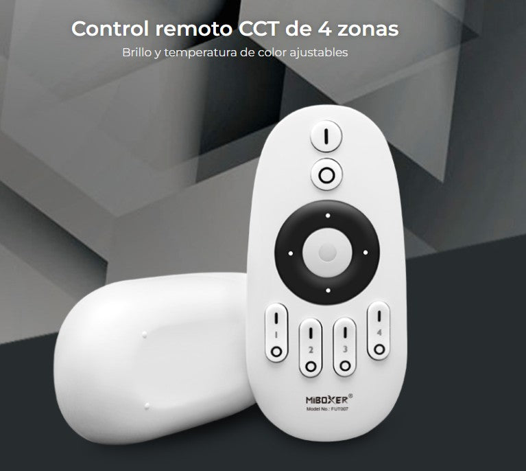 Kit Regulador LED TRIAC MiBoxer + Mando RF 4 Zonas Compatible con Tiras LED 220V y Luminarias Regulables