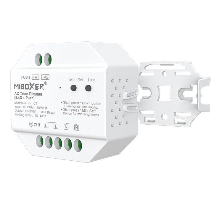 Regulador LED AC TRI-C1 MiBoxer - Dimmer RF 2.4GHz + Pulsador (Push) - 100-240V