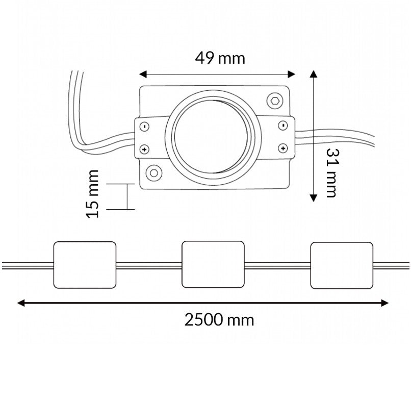 Módulos de 1 OPTICA 20 Unidades 12V DC 2W IP65 (Blanco Frío 6500K)