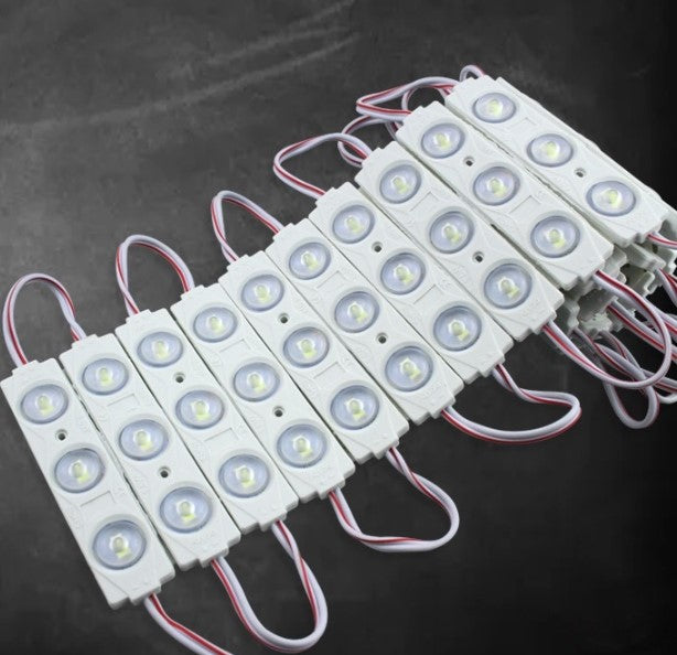 Módulos de 3 LEDs 20 Unidades SMD 12V DC 1W IP65 (Blanco Frío 6000K)