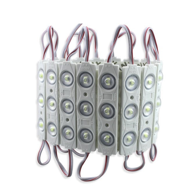 Módulos de 3 LEDs 20 Unidades SMD 12V DC 1W IP65 (Blanco Frío 6000K)