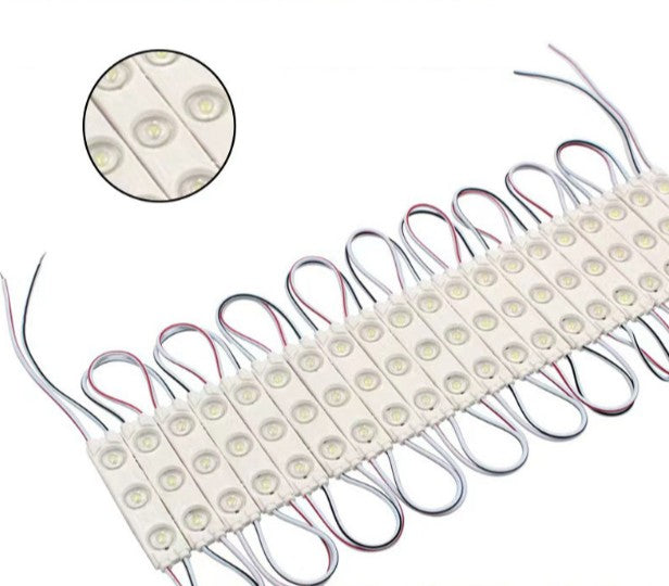 Módulos de 3 LEDs 20 Unidades SMD 12V DC 1W IP65 (Blanco Frío 6000K)