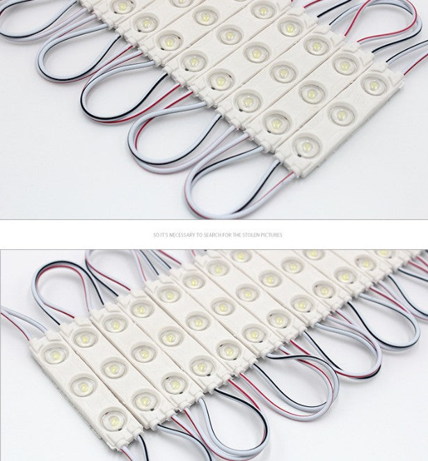 Módulos de 3 LEDs 20 Unidades SMD 12V DC 1W IP65 (Blanco Frío 6000K)