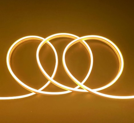 Neón LED Flexible 6x12mm 12V DC  Corte cada 1cm Color Dorado Alta Densidad IP65 Precio por metro