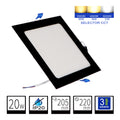 Panel LED Downlight 20W Negro Cuadrado Empotrable Superslim Selector CCT Corte 205mm