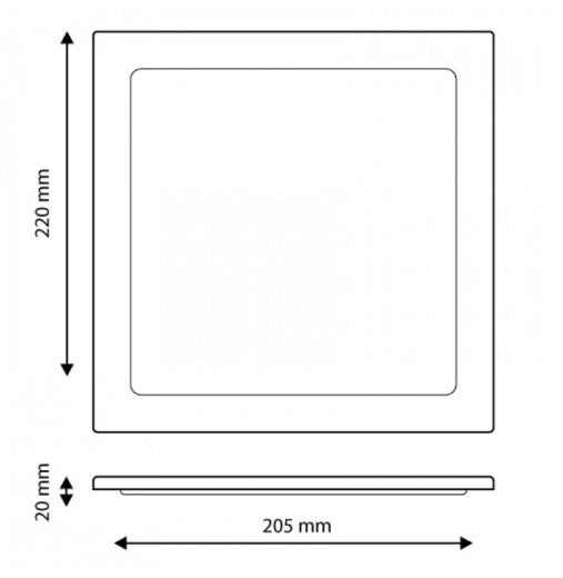 Panel LED Niquel Downlight 25W Cuadrado Empotrable Extraplano Corte 285mm