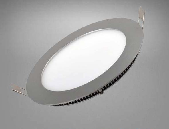 Panel LED Niquel Downlight 12W Redondo Empotrable Extraplano Corte 150mm