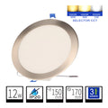 Panel LED Niquel Downlight 12W Redondo Empotrable Extraplano Corte 150mm