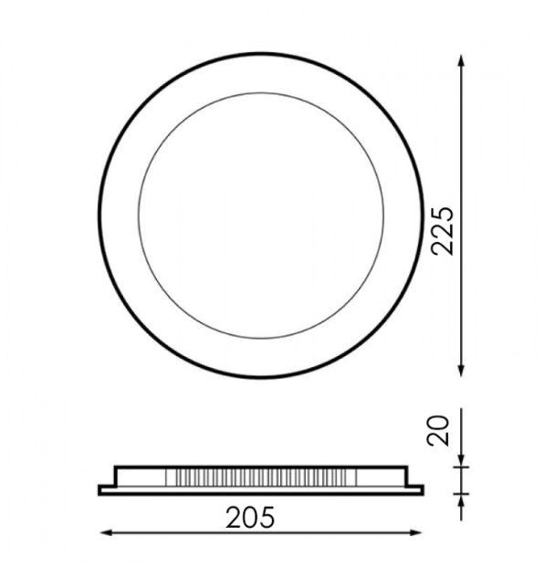 Panel LED Niquel Downlight 25W Redondo Empotrable Extraplano Corte 280mm