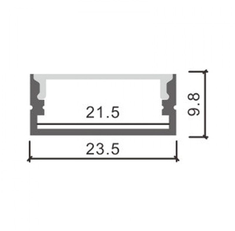 Pack 10 Perfiles de Aluminio Superficie Con Difusor Opal Longitud 2 Metros LY27-09-AL