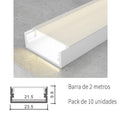 Pack 10 Perfiles de Aluminio Color Blanco Superficie Con Difusor Opal Longitud 2 Metros LY21-11-BL