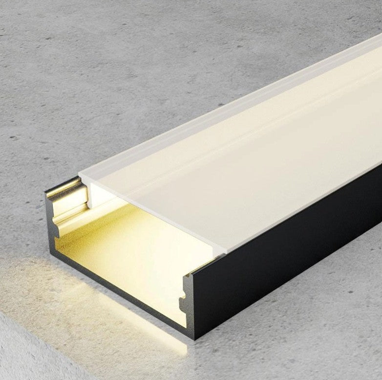Pack 10 Perfiles de Aluminio Color Negro Superficie Con Difusor Opal Longitud 2 Metros LY21-11-NG