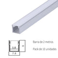 Pack 10 Perfiles de Aluminio Ultra Fino de Superficie para Tiras LED Con Difusor Opal Longitud 2 Metros LY21-10-AL