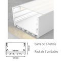 Pack 5 Perfiles de Aluminio Color Blanco Superficie/Colgante Con Difusor Opal Longitud 2 Metros LY21-09-BL